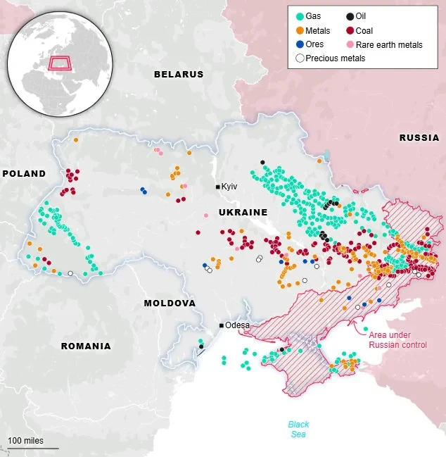 Χάρτης με τα ορυκτά της Ουκρανίας και αυτά που είναι υπό Ρωσική κατοχή -Φωτογραφία: United Media 24 Χάρτης με τα ορυκτά της Ουκρανίας και αυτά που είναι υπό Ρωσική κατοχή -Φωτογραφία: United Media 24
