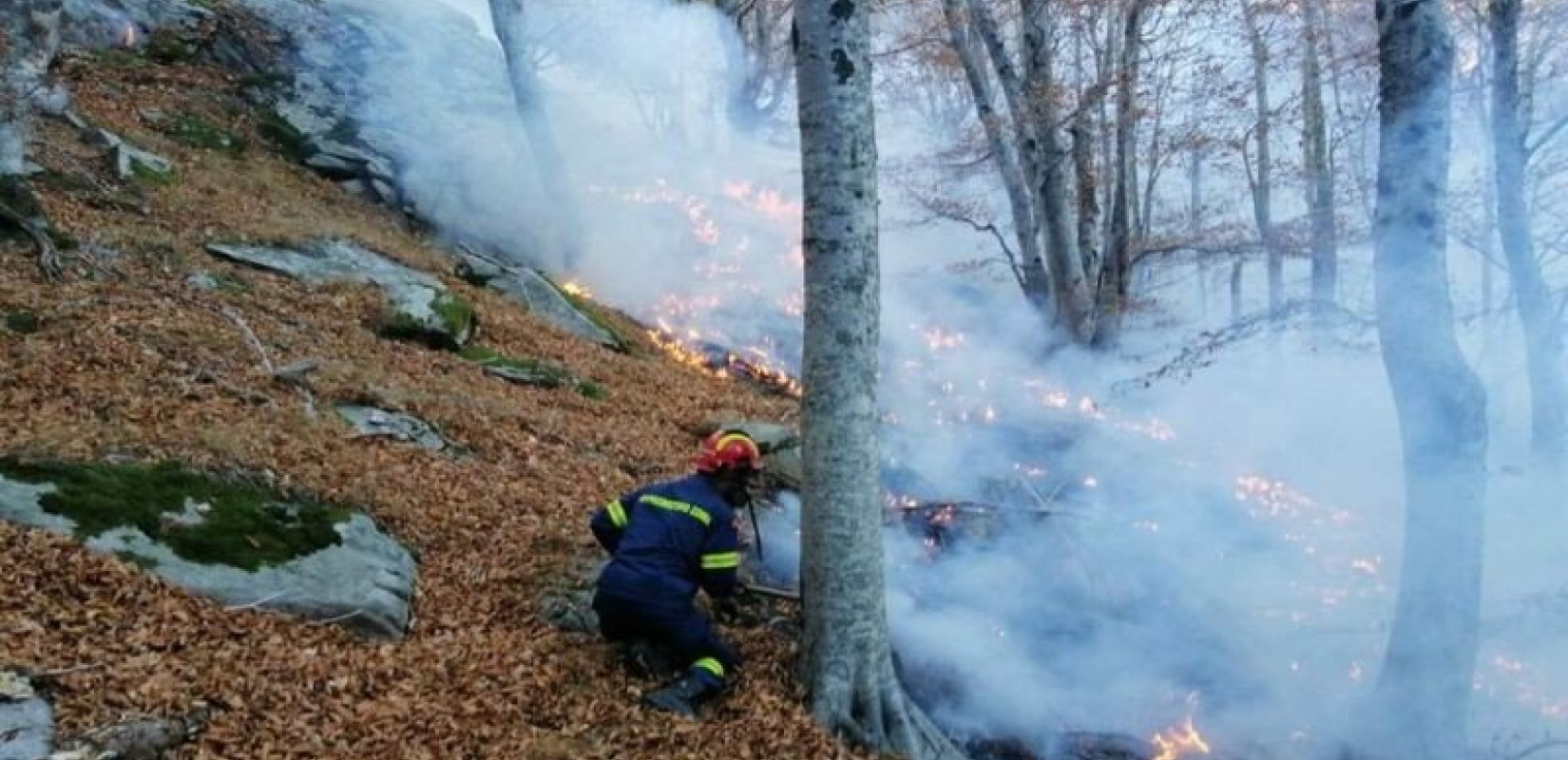 Κατακαίει το δάσος για 17η ημέρα η πυρκαγιά στο Παπίκιο Όρος στη Ροδόπη