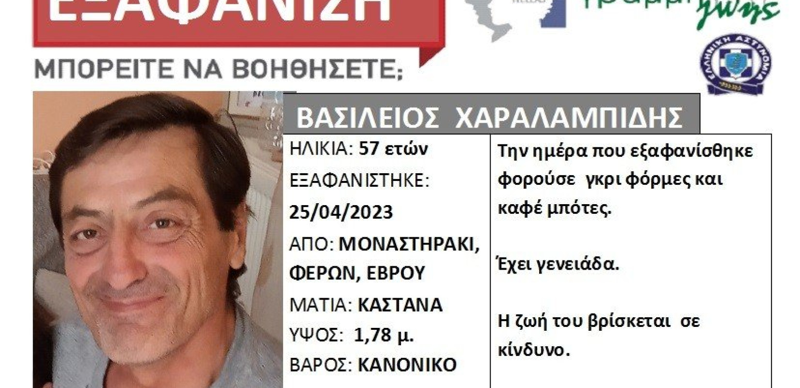 Ανησυχητική εξαφάνιση 57χρονου στον Έβρο - Πήγε στο καφενείο και δεν γύρισε ποτέ