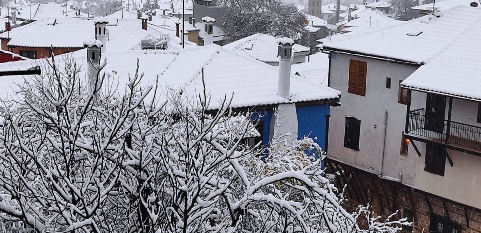 Χαλκιδική: Λευκό τοπίο και στην Αρναία (βίντεο, φωτ.)