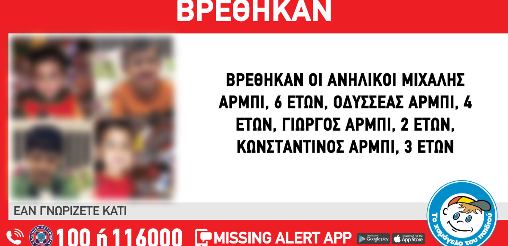 Χαμόγελο του Παιδιού: Βρέθηκαν τα αγοράκια που άρπαξε η μητέρα τους από δομή φιλοξενίας