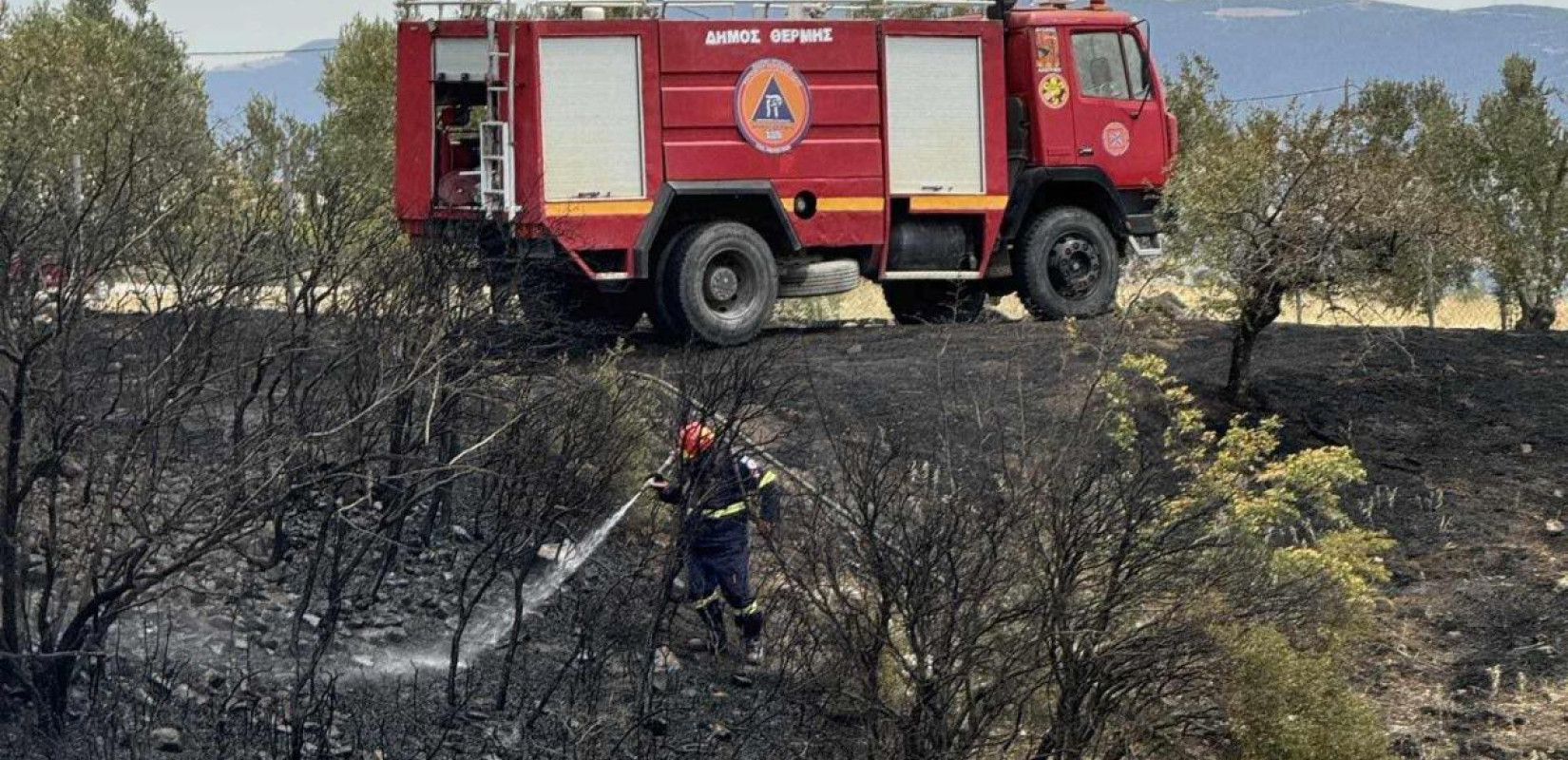 Πυρκαγιά σε χαμηλή βλάστηση στη Μαγούλα Αττικής