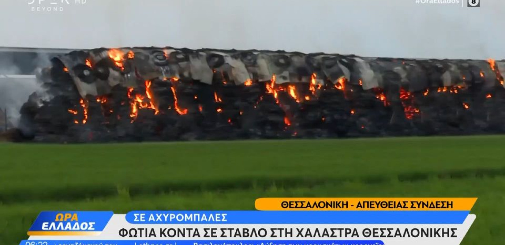 Θεσσαλονίκη: Υπό έλεγχο η φωτιά σε κτηνοτροφική μονάδα στη Χαλάστρα (βίντεο)