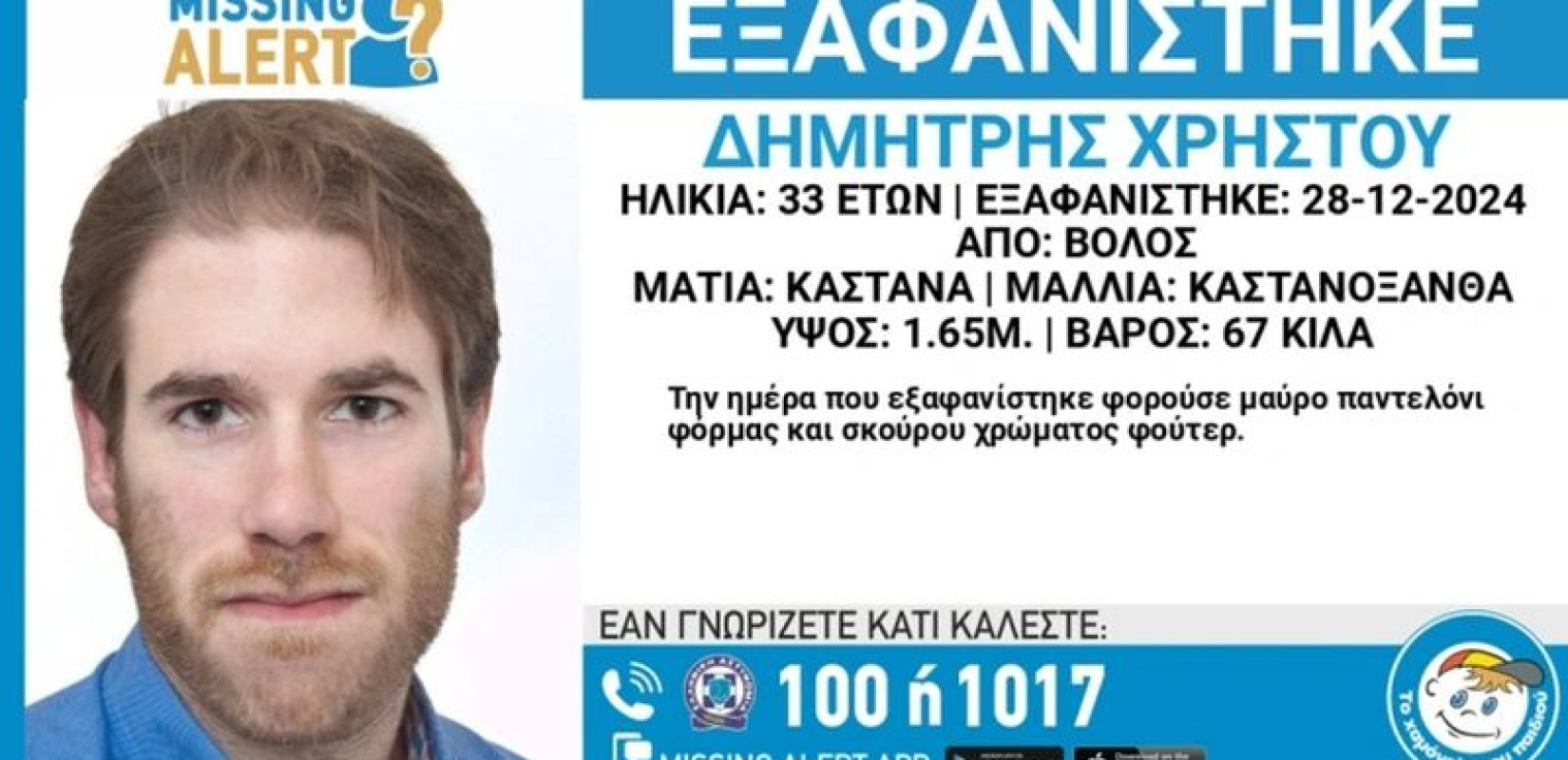 Συναγερμός για την εξαφάνιση 33χρονου από τον Βόλο