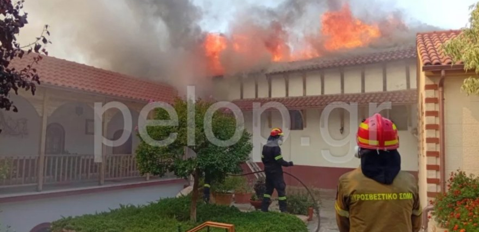 Φωτιά στην Αχαΐα: Καίγεται το μοναστήρι του Αγίου Νικολάου στην Πάτρα (βίντεο)