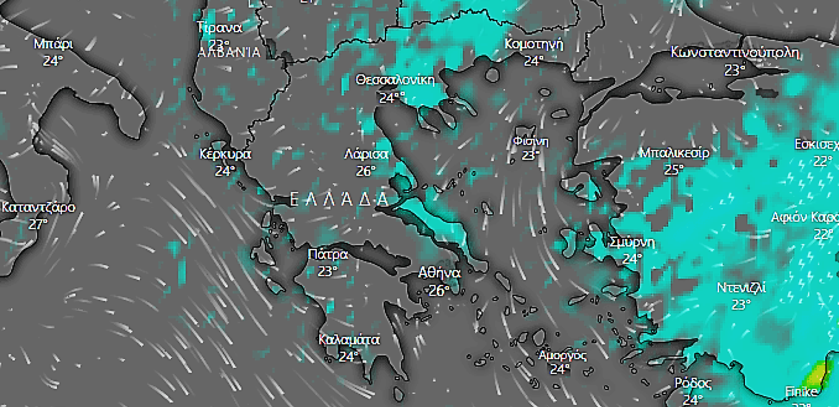 Ο καιρός της Τετάρτης, 25 Σεπτεμβρίου 2019